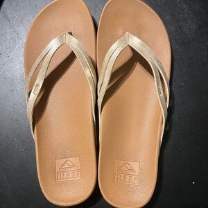 Reef Sandals with Tan Base and Gold Straps